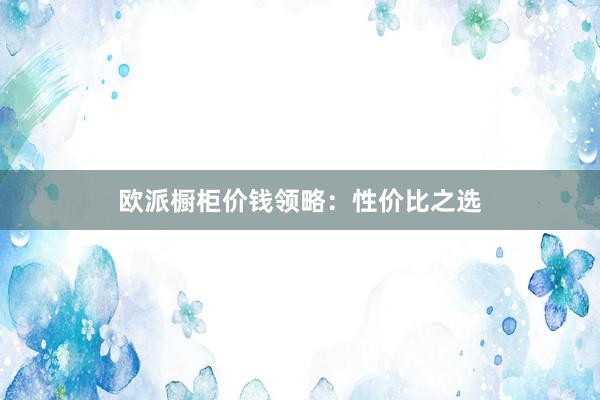 欧派橱柜价钱领略：性价比之选